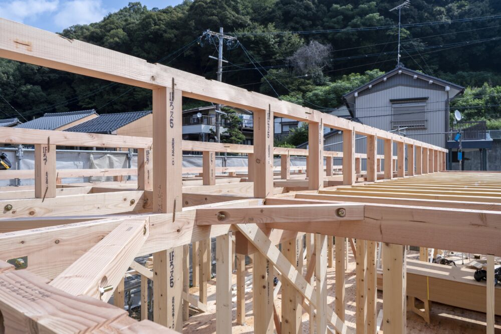 金華山の新築平屋 上棟