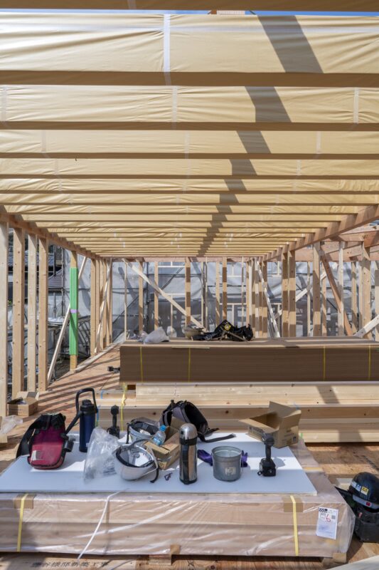 金華山の新築平屋 上棟